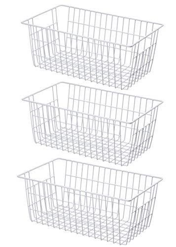 SANNO Große Gefrierkörbe, Metall, Aufbewahrungskorb, Drahtkorb, Aufbewahrungskorb für Küche, Speisekammer, Bad, 3er-Set große Metall-Bauernhof Lebensmittel, Obst Produkte von SANNO