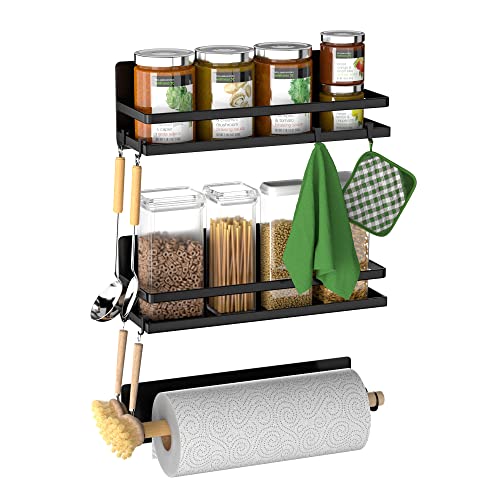 SANNO Magnetische Gewürzregal für Kühlschrank Magnetische Regal Gewürz Organizer, Gewürzregal mit Kunststoffhaken Kühlschrank Glashalter Utensilien Rack Kühlschrank Side Rack für Küche von SANNO