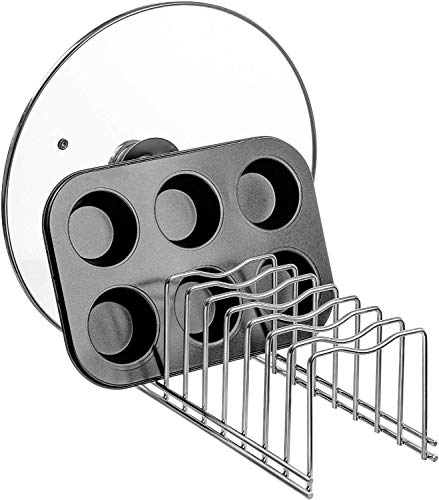 SANNO Pfannenhalter Pfannen Organisator Spektrum Kitchen Organisator für Teller, Schneidebretter Backgeschirr, Kühlung, Töpfe & Pfannen, Serviertabletts, Deckelhalter Rack, Edelstahl von SANNO