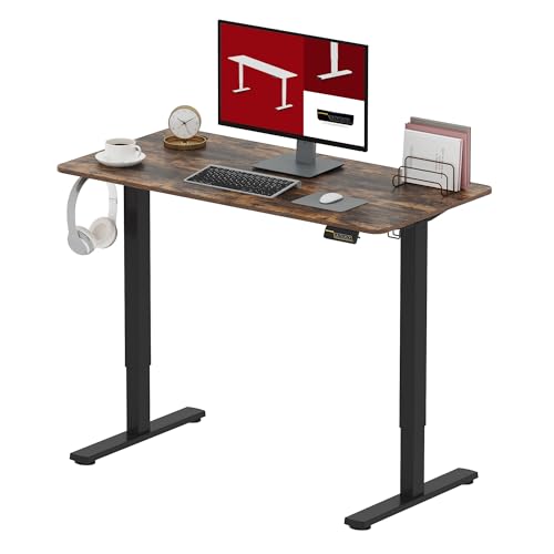 SANODESK 120 x 60 cm Höhenverstellbarer Schreibtisch Elektrisch 2-Fach-Teleskop mit Memory-Steuerung,Schnelle Montage (Braun) von SANODESK