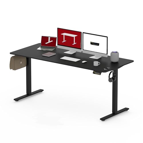 SANODESK 160 x 60 cm Höhenverstellbarer Schreibtisch Elektrisch 2-Fach-Teleskop mit Memory-Steuerung,Schnelle Montage (Schwarz) von SANODESK