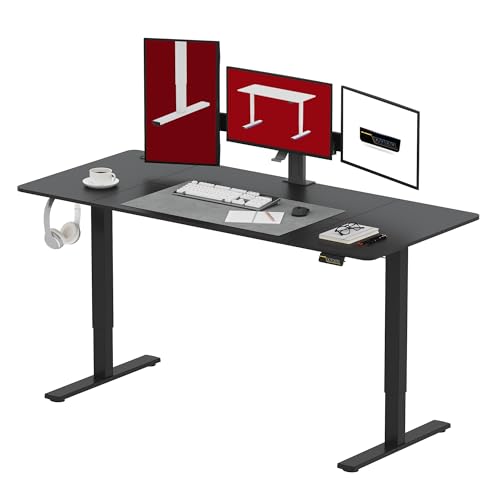 SANODESK Höhenverstellbarer Schreibtisch 180 x 80 cm Schreibtisch Höhenverstellbar Elektrisch Ergonomischer Steh-Sitz Tisch Computertisch für Heimbüro Homeoffice(schwarz) von SANODESK