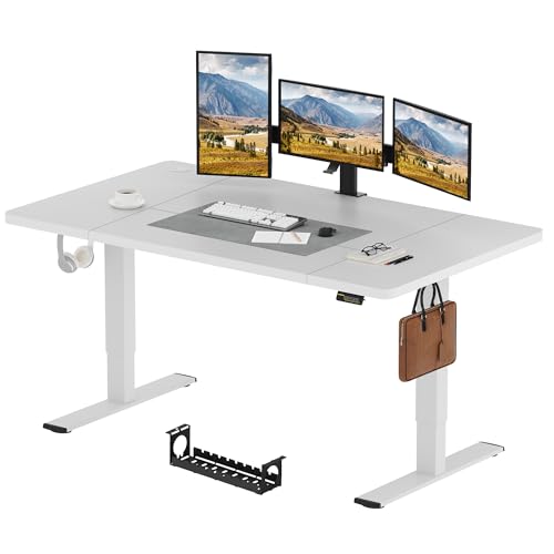 SANODESK 180 x 80cm Elektrischer Höhenverstellbarer Schreibtisch mit Tischplatte, Memory Funktion und Haken, Schreibtisch Höhenverstellbar Elektrisch für Heimbüro, Homeoffice und Hause(weiß) von SANODESK