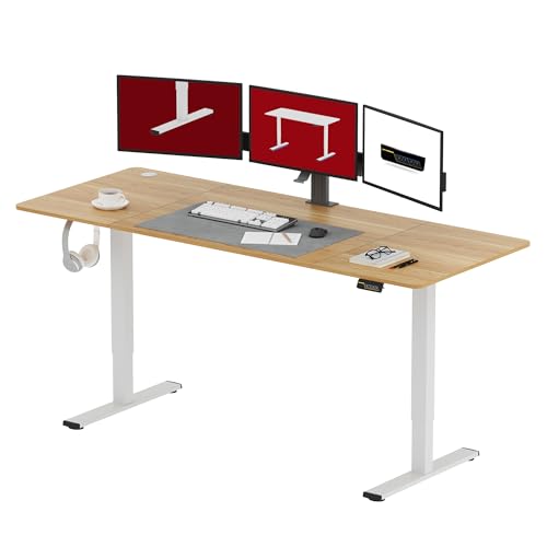 SANODESK Höhenverstellbarer Schreibtisch 200 x 80 cm Schreibtisch Höhenverstellbar Elektrisch Ergonomischer Steh-Sitz Tisch Computertisch für Heimbüro Homeoffice(ahorn) von SANODESK