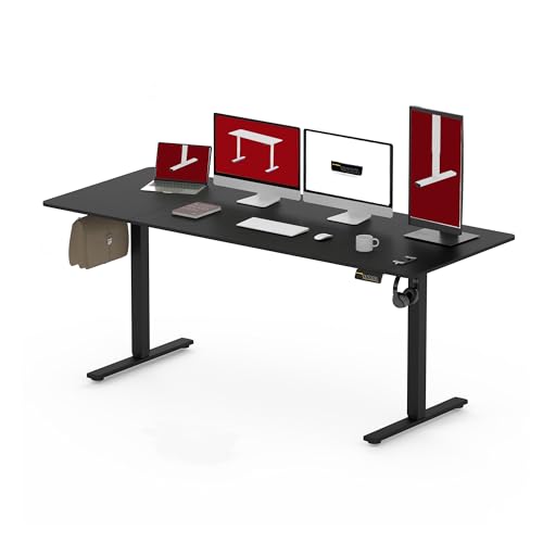 SANODESK 200 x 80 cm Höhenverstellbarer Schreibtisch Elektrisch 2-Fach-Teleskop mit Memory-Steuerung,Schnelle Montage (Schwarz) von SANODESK