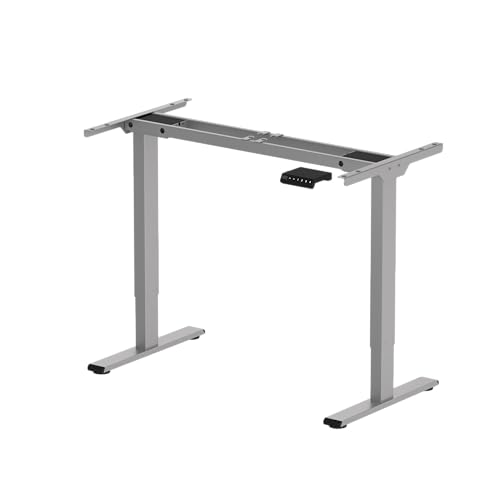 SANODESK Basic Line- Schreibtisch höhenverstellbar elektrisch mit 2 starken Motoren, tischgestell höhenverstellbar mit Kollisionschutz, 4 Memory-Steuerung und Softstart/Stop Funktion (Grau) von SANODESK