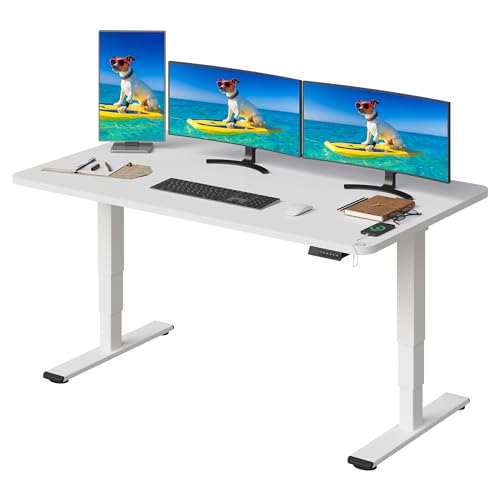 SANODESK Höhenverstellbarer Schreibtisch komplette Tischplatte Schreibtisch Höhenverstellbar Elektrisch Ergonomischer mit Flüsterleisem Dual-Motor 160x80cm von SANODESK