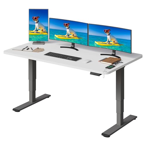 SANODESK EC4 Höhenverstellbarer Schreibtisch (160x80cm) mit 2 starken Motoren Elektrisch Schreibtisch Plus 3-Fach-Teleskop, mit Memory-Steuerung - Stehtisch von SANODESK