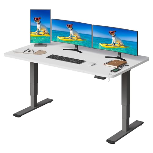 SANODESK Höhenverstellbarer Schreibtisch komplette Tischplatte Schreibtisch Höhenverstellbar Elektrisch Ergonomischer mit Flüsterleisem Dual-Motor 160x80cm von SANODESK