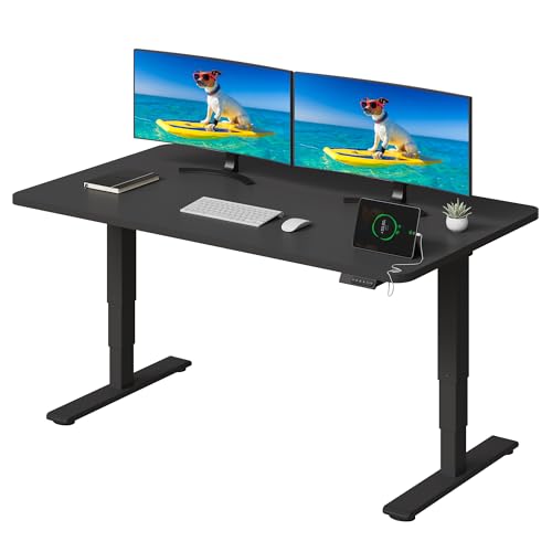 SANODESK Höhenverstellbarer Schreibtisch komplette Tischplatte Schreibtisch Höhenverstellbar Elektrisch Ergonomischer mit Flüsterleisem Dual-Motor 140x80cm von SANODESK