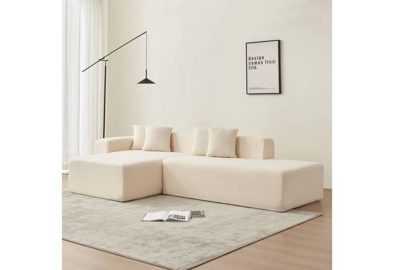 SANODESK Ecksofa Modulares Ecksofa in L-Form mit Liege – 5-Sitzer Sofa aus Sherpa-Stoff, inklusive Rückenkissen, geeignet für Wohnzimmer, Schlafzimmer, Büro oder Apartment von SANODESK