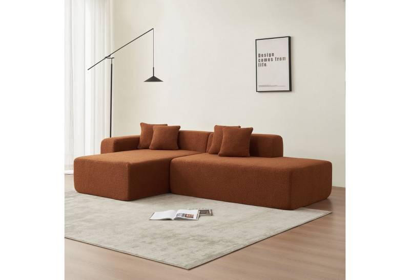 SANODESK Ecksofa Modulares Ecksofa in L-Form mit Liege – 5-Sitzer Sofa aus Sherpa-Stoff, inklusive Rückenkissen, geeignet für Wohnzimmer, Schlafzimmer, Büro oder Apartment von SANODESK