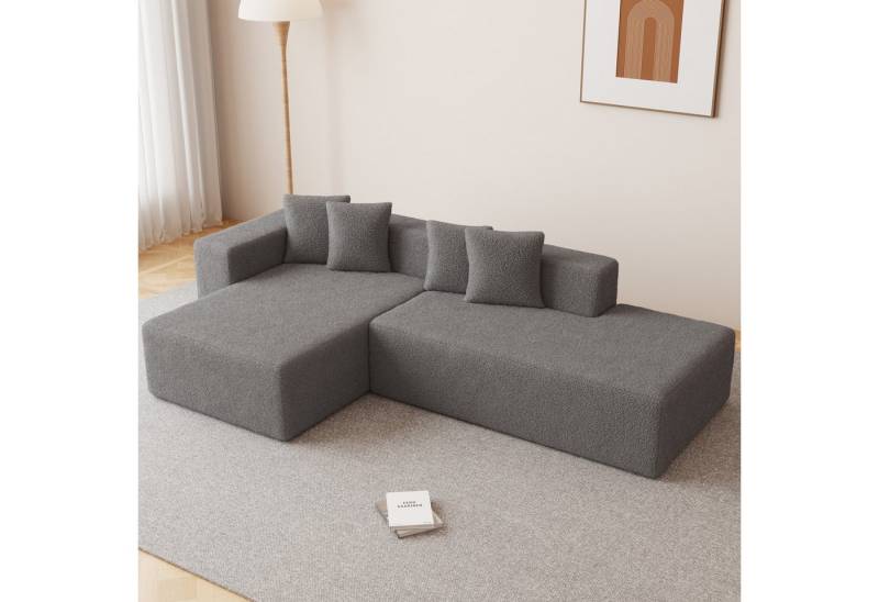 SANODESK Ecksofa Modulares Ecksofa in L-Form mit Liege – 5-Sitzer Sofa aus Sherpa-Stoff, inklusive Rückenkissen, geeignet für Wohnzimmer, Schlafzimmer, Büro oder Apartment von SANODESK