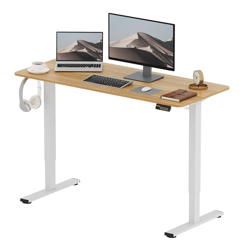 SANODESK Höhenverstellbarer Schreibtisch 120x60 cm, Schreibtisch Höhenverstellbar Elektrisch Ergonomischer Steh-Sitz Tisch Computertisch mit Memory-Funktion(Ahorn) von SANODESK