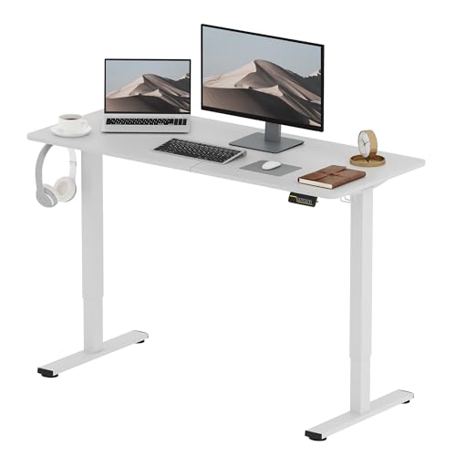 SANODESK Höhenverstellbarer Schreibtisch 140x60 cm, Schreibtisch Höhenverstellbar Elektrisch Ergonomischer Steh-Sitz Tisch Computertisch mit Memory-Funktion(Weiß) von SANODESK