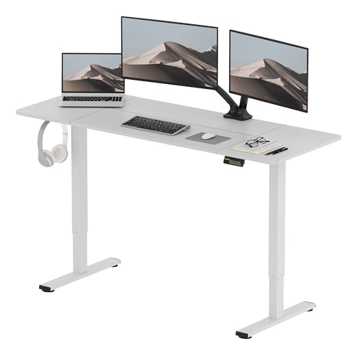 SANODESK Höhenverstellbarer Schreibtisch 160x60 cm, Schreibtisch Höhenverstellbar Elektrisch Ergonomischer Steh-Sitz Tisch Computertisch mit Memory-Funktion(Weiß) von SANODESK