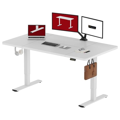 SANODESK Höhenverstellbarer Schreibtisch 160x60 cm, Schreibtisch Höhenverstellbar Elektrisch Ergonomischer Steh-Sitz Tisch Computertisch mit Memory-Funktion(Weiß) von SANODESK