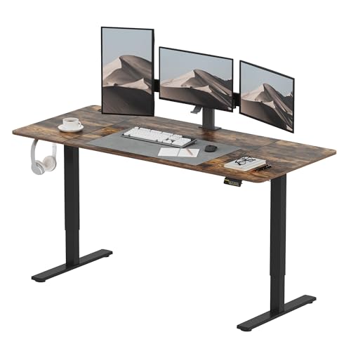 SANODESK Höhenverstellbarer Schreibtisch 180x80 cm, Schreibtisch Höhenverstellbar Elektrisch Ergonomischer Steh-Sitz Tisch Computertisch mit Memory-Funktion(Braun) von SANODESK