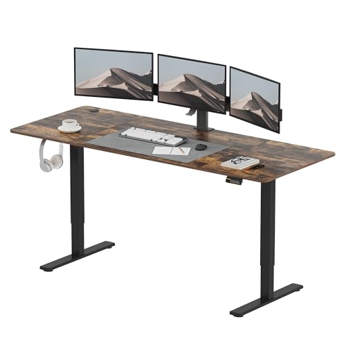 SANODESK Höhenverstellbarer Schreibtisch 200x80 cm, Schreibtisch Höhenverstellbar Elektrisch Ergonomischer Steh-Sitz Tisch Computertisch mit Memory-Funktion(Braun) von SANODESK