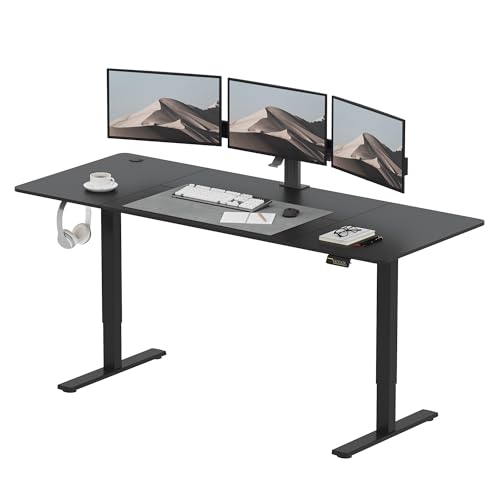 SANODESK Höhenverstellbarer Schreibtisch 200x80 cm, Schreibtisch Höhenverstellbar Elektrisch Ergonomischer Steh-Sitz Tisch Computertisch mit Memory-Funktion(Schwarz) von SANODESK