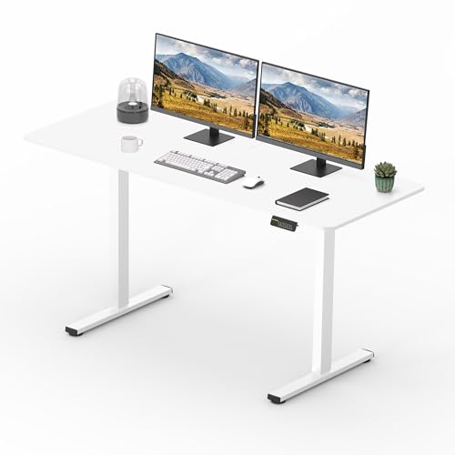 SANODESK Elektrischer Schreibtisch 120 x 60 cm mit Tischplatte (mit Haken/Flaschenhalter), Stehpult, höhenverstellbarer Schreibtisch mit Tischplatte, Memory-Funktion, für Homeoffice （weiß） von SANODESK