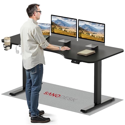 SANODESK Elektrischer Höhenverstellbarer Schreibtisch L-förmiger Schreibtisch Höhenverstellbar Memory Funktion und Haken für Heimbüro Homeoffice und Hause(160 x 75cm, schwarz) von SANODESK