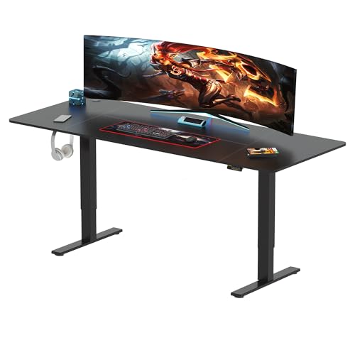SANODESK Gaming Höhenverstellbarer Schreibtisch 160 * 60CM, PC Gamer Tisch Ergonomischer, Einfach zu Montieren, Kopfhörerhaken für Gaming Studium Arbeit Zuhause Schlafzimmer von SANODESK