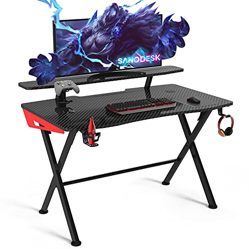 SANODESK Gaming Tisch Computertisch Höhenverstellbarer Schreibtisch PC Gaming Tisch Schreibtisch mit Kabelführungssystem Haken Kopfhörerhalter, 120 * 75 von SANODESK