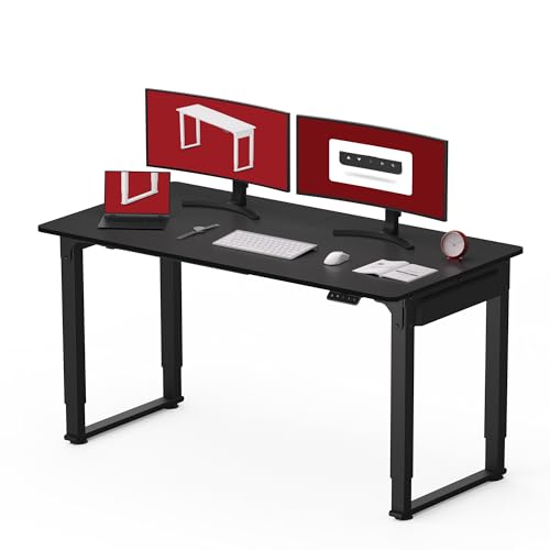 SANODESK Höhenverstellbarer Schreibtisch (140x70 cm) - Elektrischer Schreibtisch mit 4 Beinen, 2 starken Motoren, Memory-Steuerung (Schwarz) von SANODESK