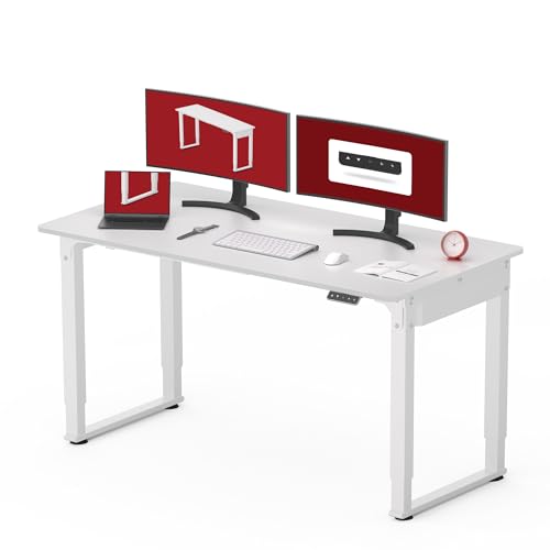 SANODESK Höhenverstellbarer Schreibtisch (140x70 cm) - Elektrischer Schreibtisch mit 4 Beinen, 2 starken Motoren, Memory-Steuerung (Weiß) von SANODESK