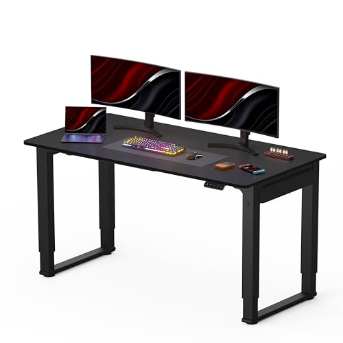 SANODESK Höhenverstellbarer Schreibtisch (140x70 cm) - Gaming Schreibtisch, Elektrischer Schreibtisch mit 4 Beinen, 2 starken Motoren, Memory-Steuerung (Schwarz) von SANODESK