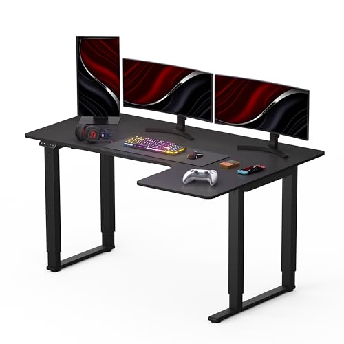 SANODESK Höhenverstellbarer Schreibtisch (160x110 cm) - Gaming Schreibtisch, Elektrischer Schreibtisch, L-förmiger Schreibtisch höhenverstellbar mit Dual Motor, Memory-Steuerung (Schwarz) von SANODESK