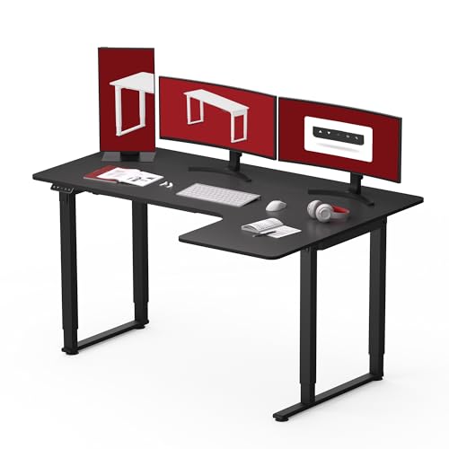 SANODESK Höhenverstellbarer Schreibtisch (160x110 cm) - L-förmiger Schreibtisch höhenverstellbar mit Dual Motor, Memory-Steuerung (Schwarz) von SANODESK