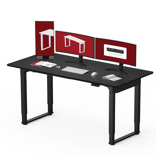 SANODESK Höhenverstellbarer Schreibtisch (160x75 cm) - Elektrischer Schreibtisch mit 4 Beinen, 2 starken Motoren, Memory-Steuerung (Schwarz) von SANODESK