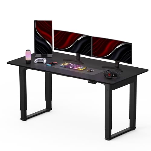 SANODESK Höhenverstellbarer Schreibtisch (160x75 cm) - Gaming Schreibtisch, Elektrischer Schreibtisch mit 4 Beinen, 2 starken Motoren, Memory-Steuerung (Schwarz) von SANODESK