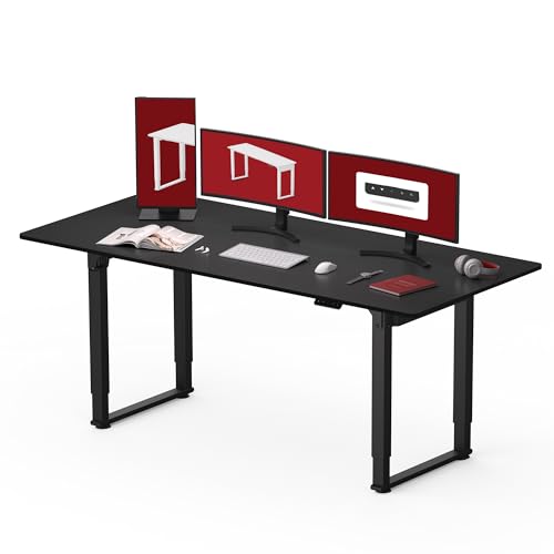 SANODESK Höhenverstellbarer Schreibtisch (180x80 cm) - Elektrischer Schreibtisch mit 4 Beinen, 2 starken Motoren, Memory-Steuerung (Schwarz) von SANODESK