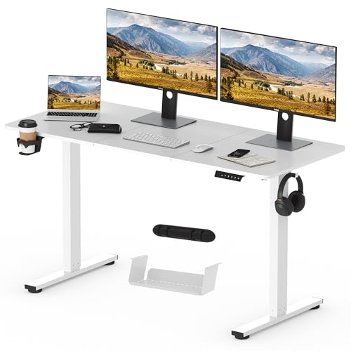 SANODESK Höhenverstellbarer Schreibtisch 140 x 60 cm inkl. 4 Zubehörteilen: Becherhalter, Haken, Aufbewahrungsbox und Kabelmanagement, mit Memory-Funktion, für Büro und Entertainment, Weiß SANODESK Höhenverstellbarer Schreibtisch 140 x 60 cm inkl. 4 Zubehörteilen: Becherhalter, Haken, Aufbewahrungsbox und Kabelmanagement, mit Memory-Funktion, für Büro und Entertainment, Weiß von SANODESK