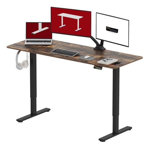 SANODESK Höhenverstellbarer Schreibtisch 140x60 cm, Schreibtisch Höhenverstellbar Elektrisch Ergonomischer Steh-Sitz Tisch Computertisch mit Memory-Funktion(Braun) von SANODESK