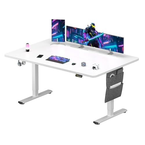 SANODESK Höhenverstellbarer Schreibtisch 160x60 cm, Elektrischer Gaming-Schreibtisch, Schreibtisch mit Memory-Funktionen und Haken, Weiß SANODESK Höhenverstellbarer Schreibtisch 160x60 cm, Elektrischer Gaming-Schreibtisch, Schreibtisch mit Memory-Funktionen und Haken, Weiß von SANODESK
