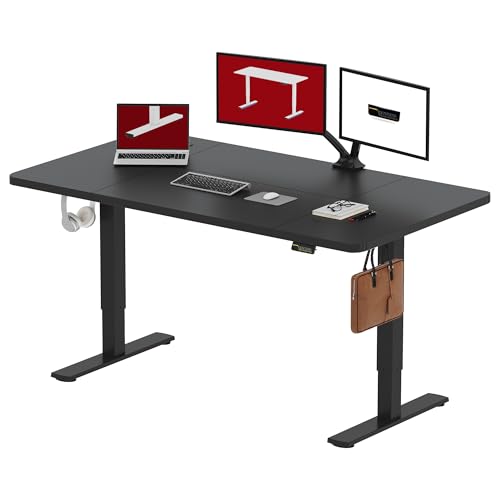 SANODESK Höhenverstellbarer Schreibtisch 160x60 cm, Schreibtisch Höhenverstellbar Elektrisch Ergonomischer Steh-Sitz Tisch Computertisch mit Memory-Funktion(Schwarz) von SANODESK
