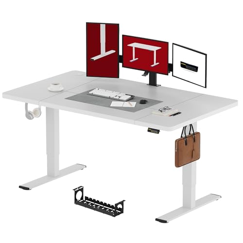 SANODESK Höhenverstellbarer Schreibtisch 180x80 cm, Schreibtisch Höhenverstellbar Elektrisch Ergonomischer Steh-Sitz Tisch Computertisch mit Memory-Funktion(Weiß) von SANODESK