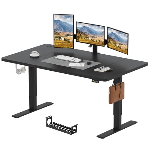 SANODESK Höhenverstellbarer Schreibtisch 180×80 cm – großer Standing Desk mit 80 kg Tragkraft, leise & schnell, ideal für Home Office und WG-Zimmer(Schwarz) von SANODESK