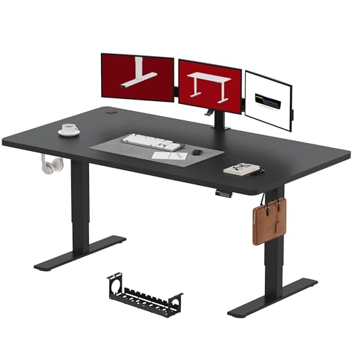 SANODESK Höhenverstellbarer Schreibtisch 200x80 cm, Schreibtisch Höhenverstellbar Elektrisch Ergonomischer Steh-Sitz Tisch Computertisch mit Memory-Funktion(Schwarz) von SANODESK