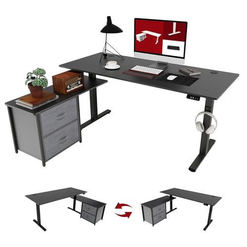 SANODESK Höhenverstellbarer Schreibtisch elektrisch höhenverstellbar, L-förmig mit Schubladen&Stauraum umkehrbar, ergonomischer Steh-Sitz Tisch 160 x 70 cm Schwarz SANODESK Höhenverstellbarer Schreibtisch elektrisch höhenverstellbar, L-förmig mit Schubladen&Stauraum umkehrbar, ergonomischer Steh-Sitz Tisch 160 x 70 cm Schwarz von SANODESK