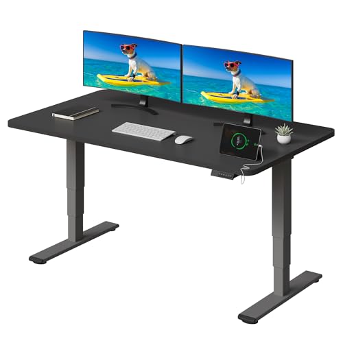 SANODESK Höhenverstellbarer Schreibtisch komplette Tischplatte Schreibtisch Höhenverstellbar Elektrisch Ergonomischer mit Flüsterleisem Dual-Motor 140x80cm von SANODESK