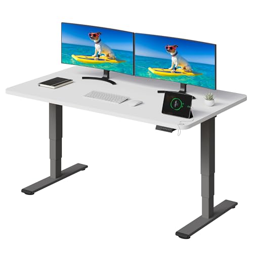 SANODESK Höhenverstellbarer Schreibtisch komplette Tischplatte Schreibtisch Höhenverstellbar Elektrisch Ergonomischer mit Flüsterleisem Dual-Motor 140x80cm von SANODESK