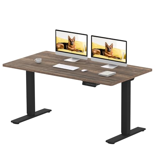 SANODESK Höhenverstellbarer Schreibtisch mit 2 starken Motoren 140x70 cm, Stabiler Elektrischer Steh-Sitz Schreibtisch, Höhenverstellung mit Memory-Funktion (schwarz+braun) von SANODESK