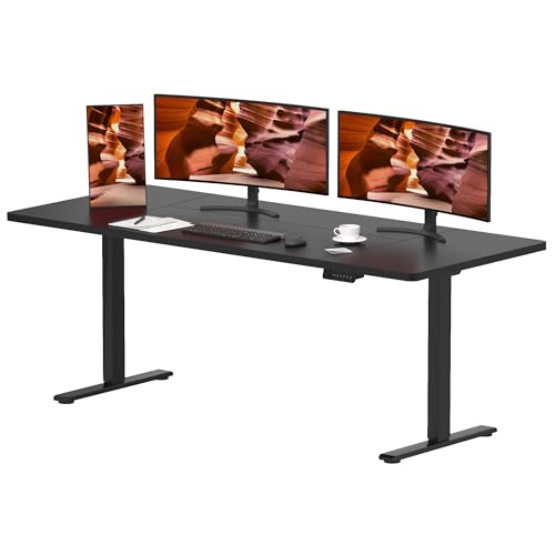 SANODESK Höhenverstellbarer Schreibtisch mit 2 starken Motoren – Elektrischer Steh-Sitz Computertisch mit Memory-Funktion, Höhenverstellung, Gaming Desk, 180x80 cm (Schwarz) von SANODESK