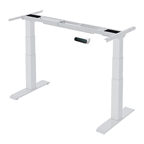 SANODESK Premium Line - elektrisch stufenlos höhenverstellbarer Schreibtisch mit Kollisionschutz, Memory-Steuerung und Softstart/Stop Funktion (Weiß) von SANODESK