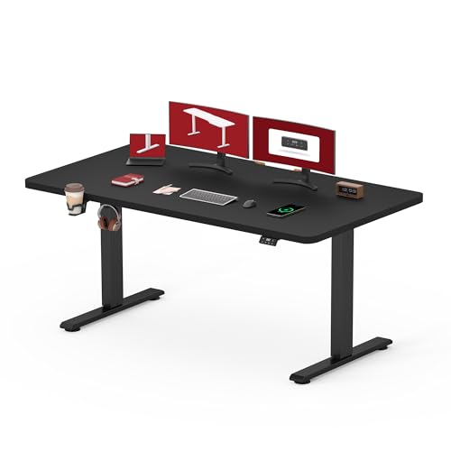 SANODESK Höhenverstellbarer Schreibtisch 140 x 60 cm Schreibtisch Höhenverstellbar Elektrisch Ergonomischer Steh-Sitz Tisch Computertisch für Heimbüro Homeoffice(schwarz) von SANODESK